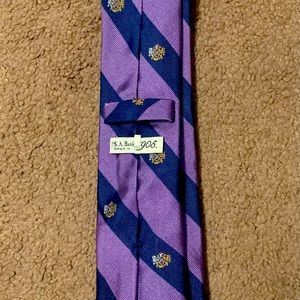 Jos. A Bank Long Tie, 1905 collection, Purple/Blue Stripe, Crest Logos